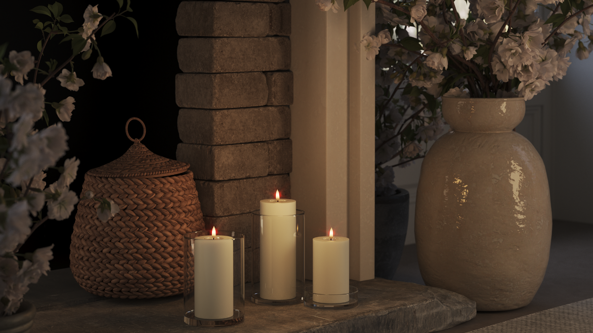 GUIDATO Candela a pilastro Con fiamma a LED realistica