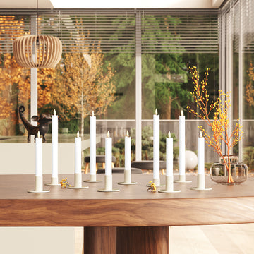 LED romantico Candela da candelabro pacchetto - Bianco - 6 pezzi 15 cm | 4 pezzi 24 cm