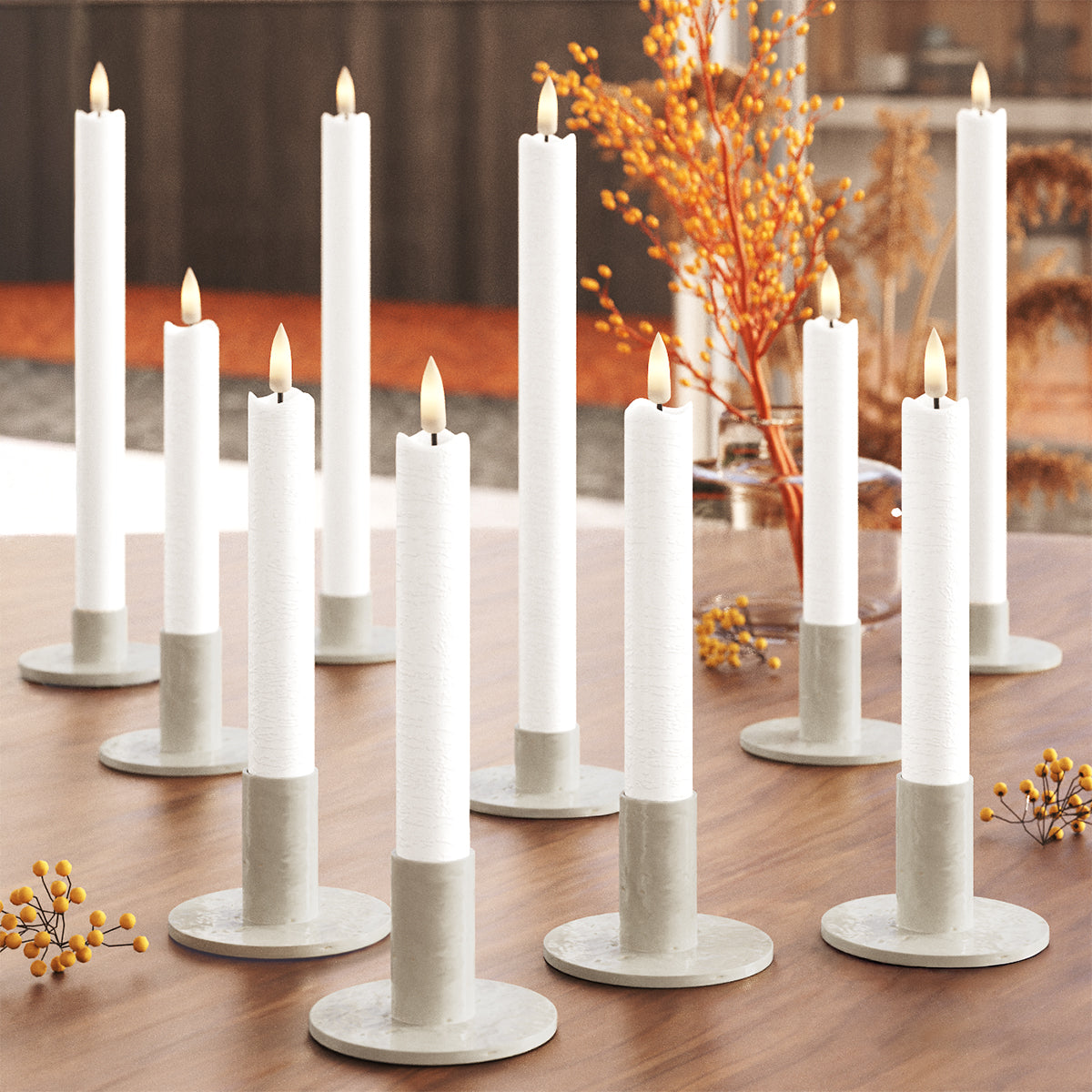 LED romantico Candela da candelabro pacchetto - Bianco - 6 pezzi 15 cm | 4 pezzi 24 cm