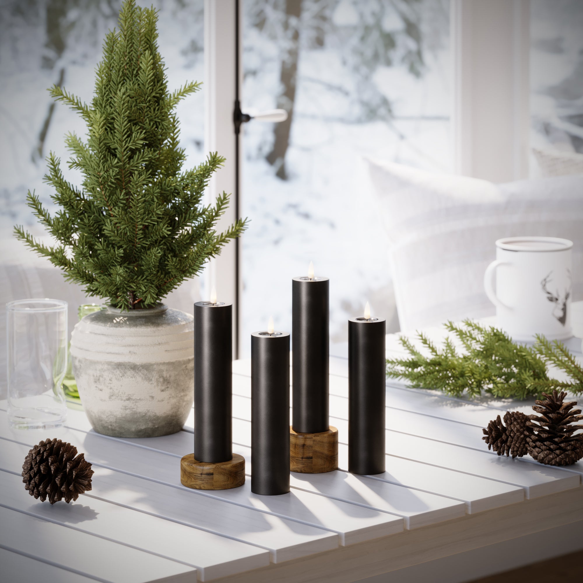 GUIDATO Candela a pilastro Ø 5 x 20 cm Nero - 4 pezzi
