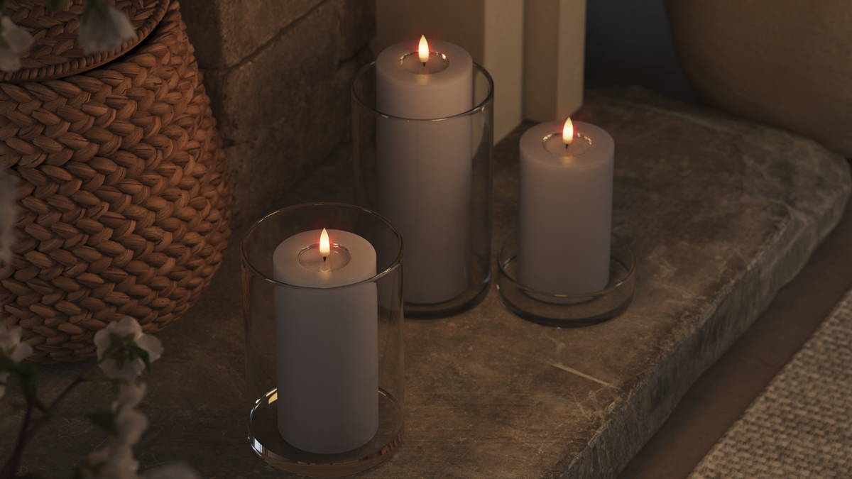 GUIDATO Candela a pilastro Con fiamma a LED realistica