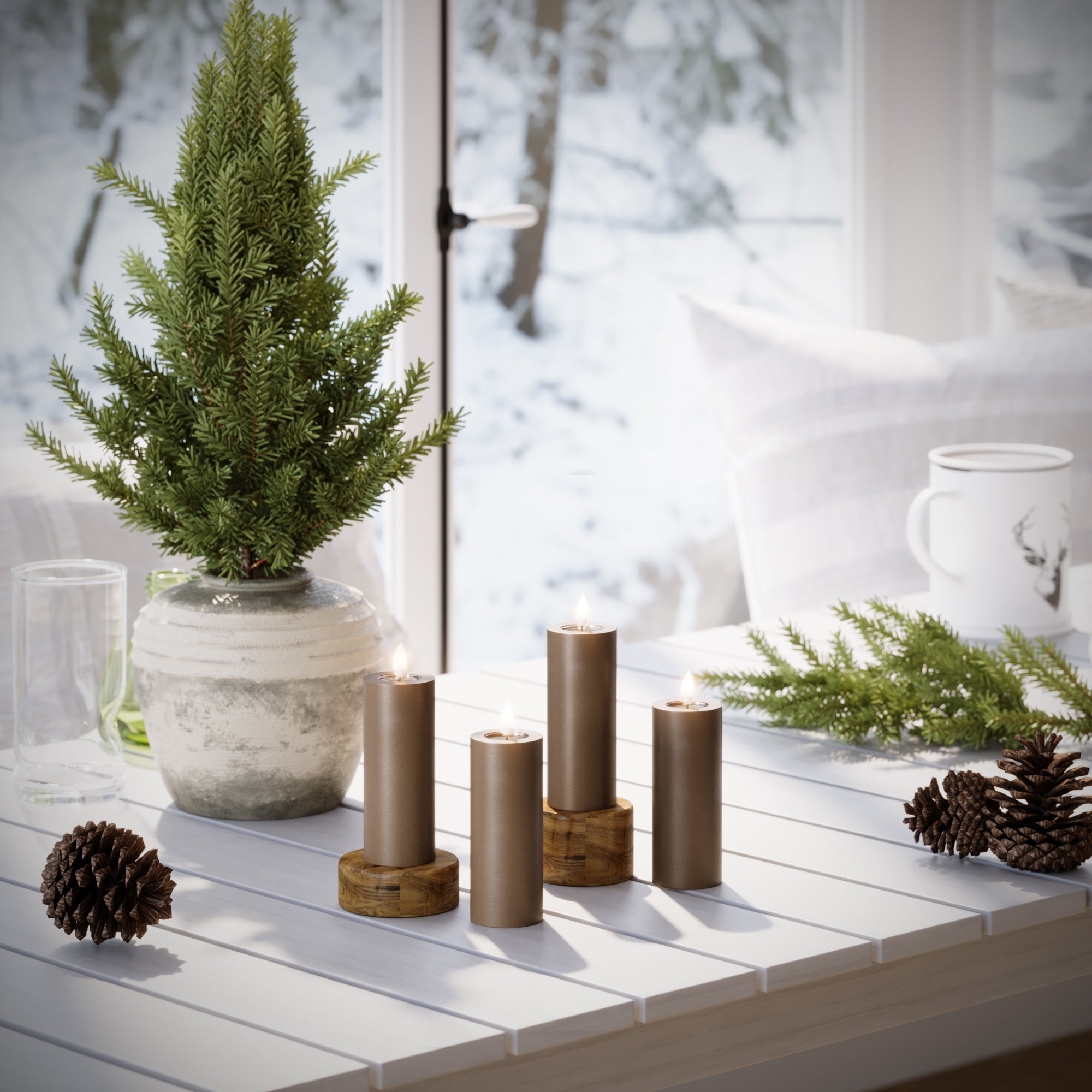 GUIDATO Candela a pilastro Ø 5 x 12,5 cm Caramello - 4 pezzi