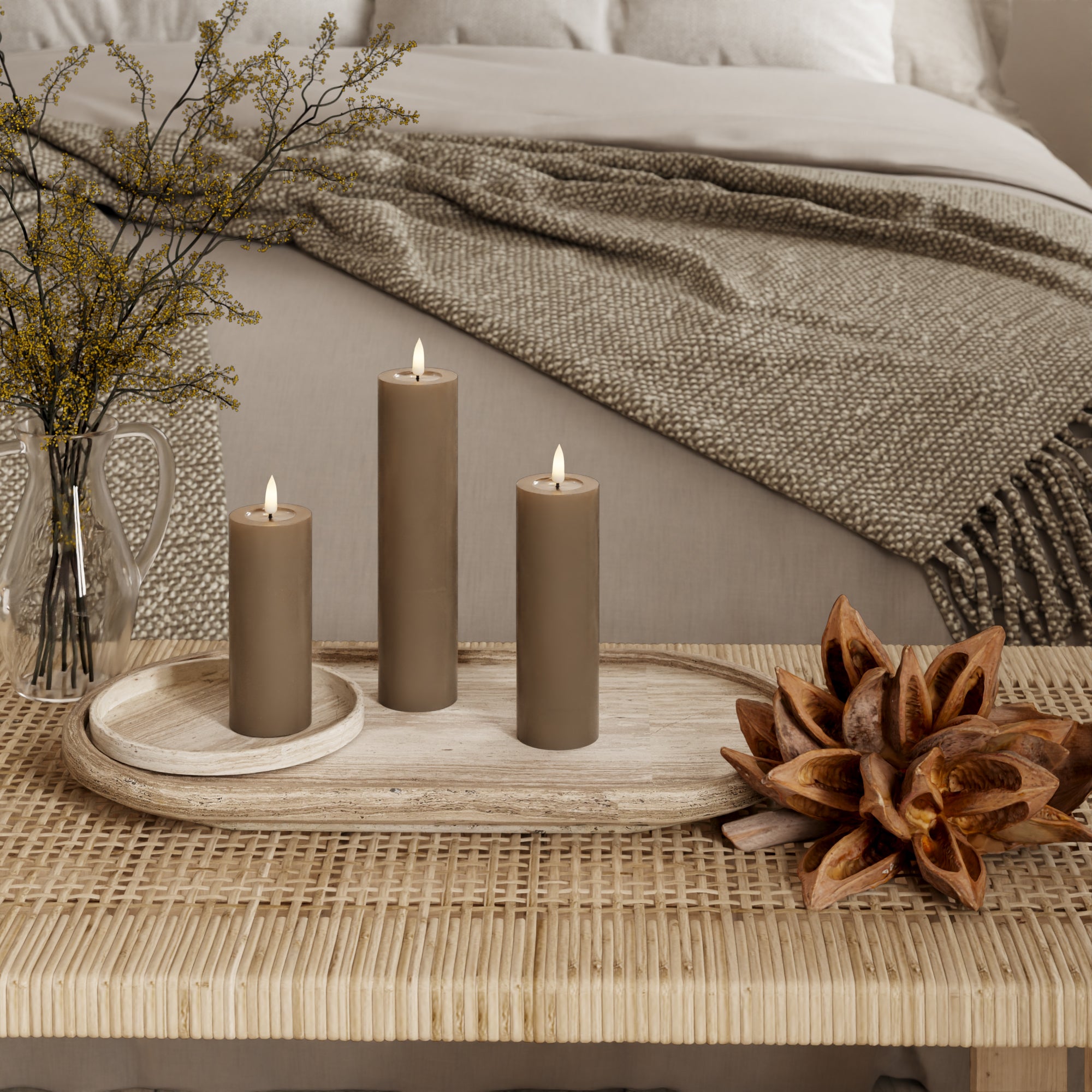 LED Blocklight - Ø 5 x 12,5 + 15 + 20 cm Karamell