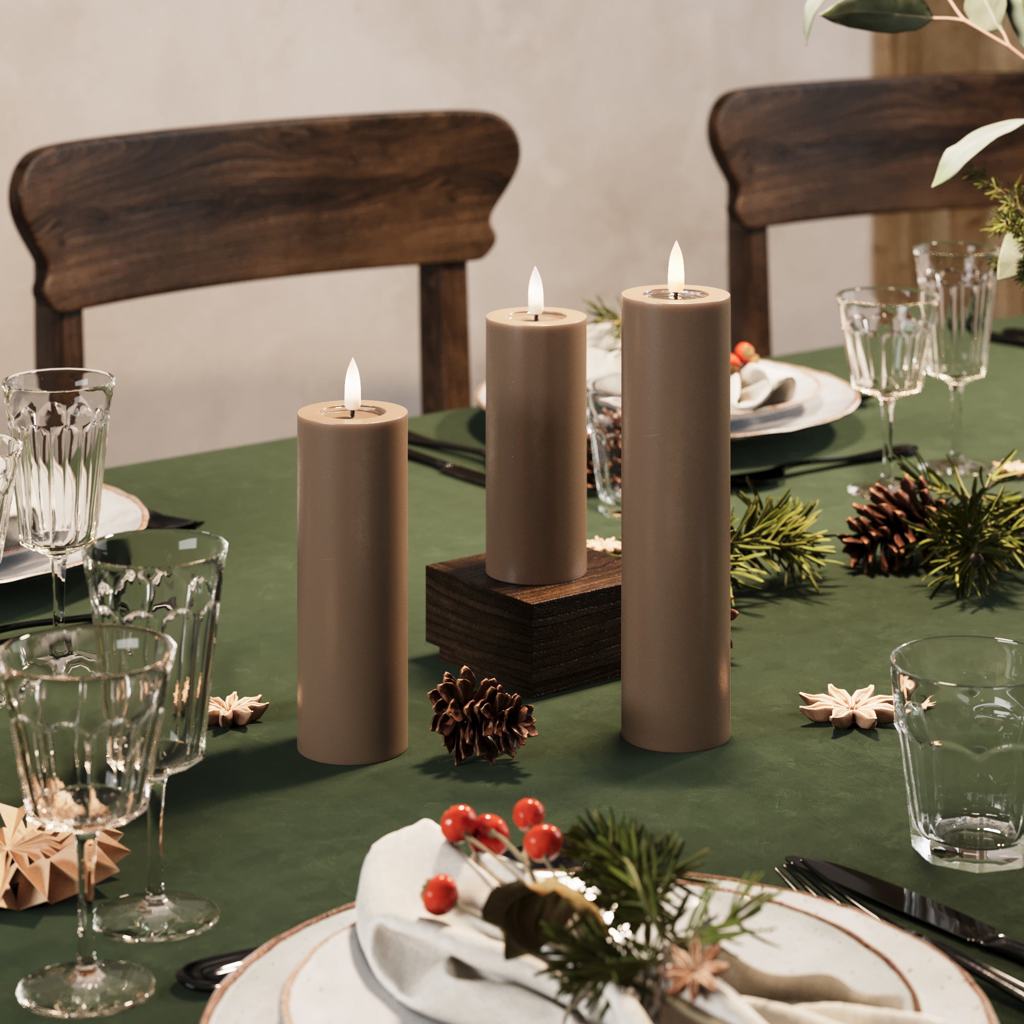 LED Blocklight - Ø 5 x 12,5 + 15 + 20 cm Karamell