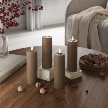 GUIDATO Candela a pilastro Ø 5 x 12,5 cm Caramello - 4 pezzi