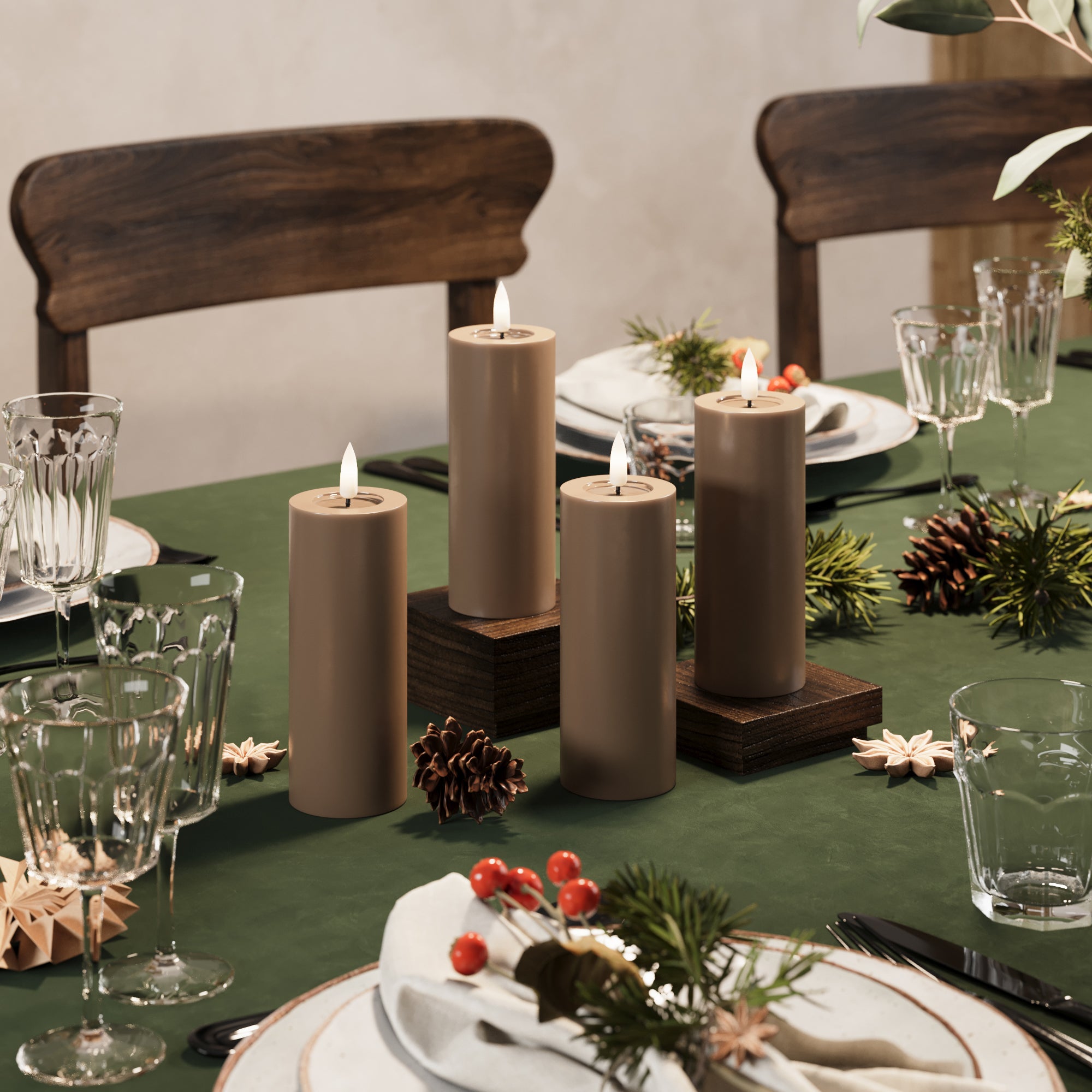 GUIDATO Candela a pilastro Ø 5 x 12,5 cm Caramello - 4 pezzi