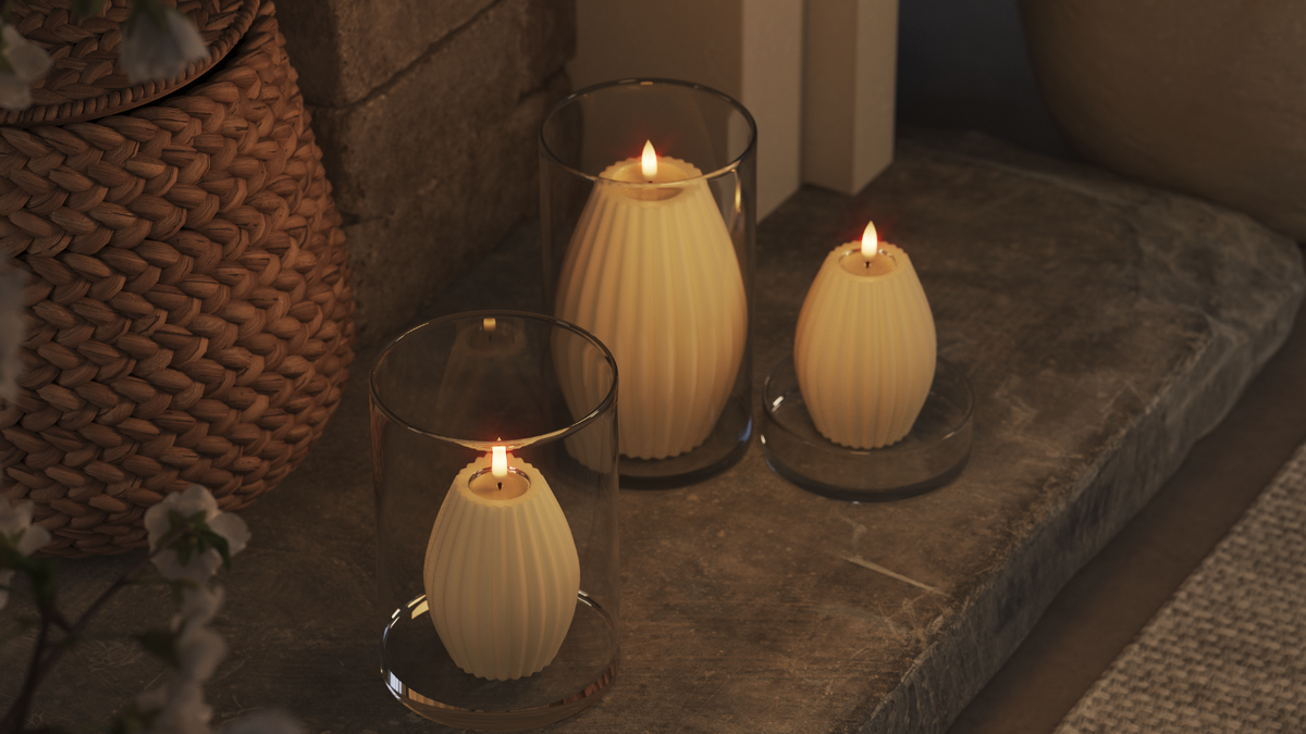 GUIDATO Candela rigata Con fiamma a LED realistica