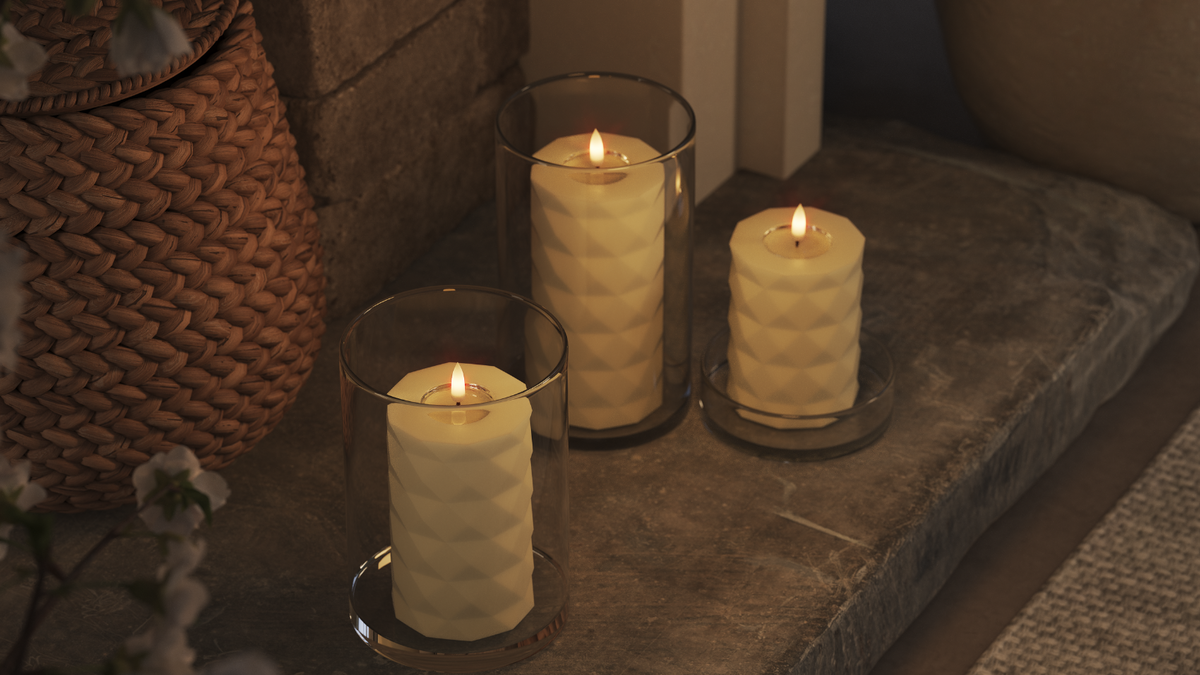 GUIDATO Square Con fiamma a LED realistica
