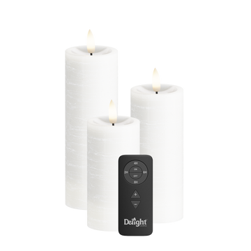 LED Candela a pilastro Confezione da 3, Ø 5 x 10/12,5/15 cm Bianco