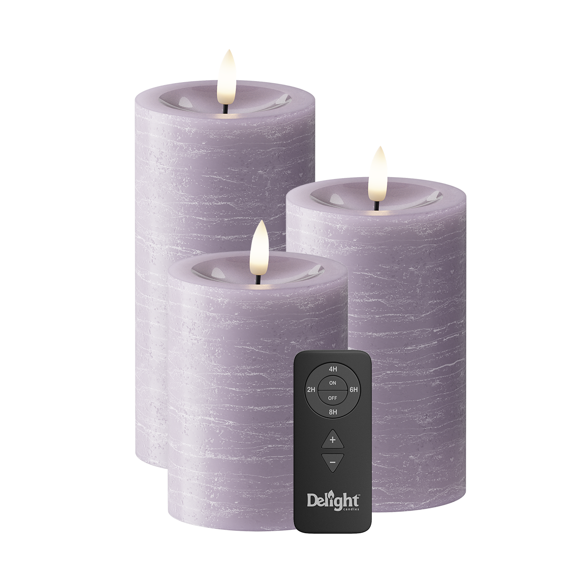 LED blokové světlo Balení 3 ks, Ø 7,5 x 10/12,5/15 cm Levandulová