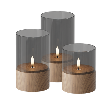 LED Glasslys Pakke med 3, Ø 8 x 10/12,5/15 cm Tre