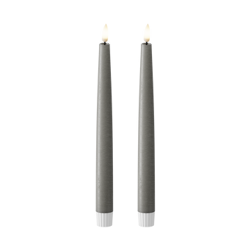 LED Candela da candelabro 2 pezzi, Ø 2,2 x 25 cm Grigio scuro