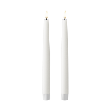 LED Kronelys 2 stk, Ø 2,2 x 25 cm Hvit