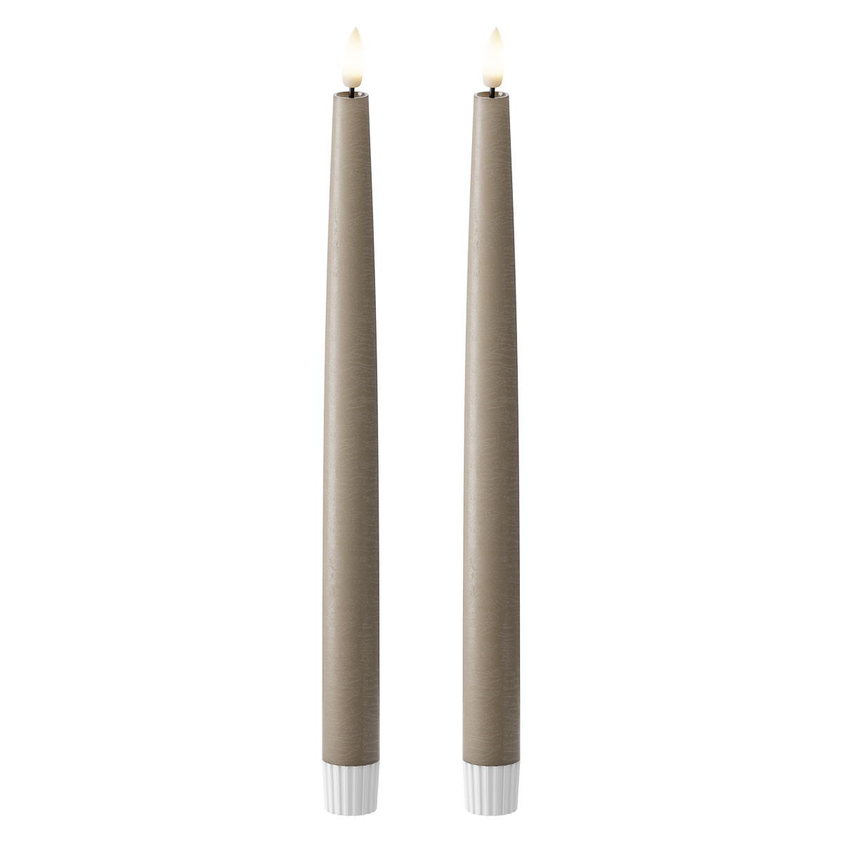 LED Kronelys 2 stk, Ø 2,2 x 29 cm Mokka