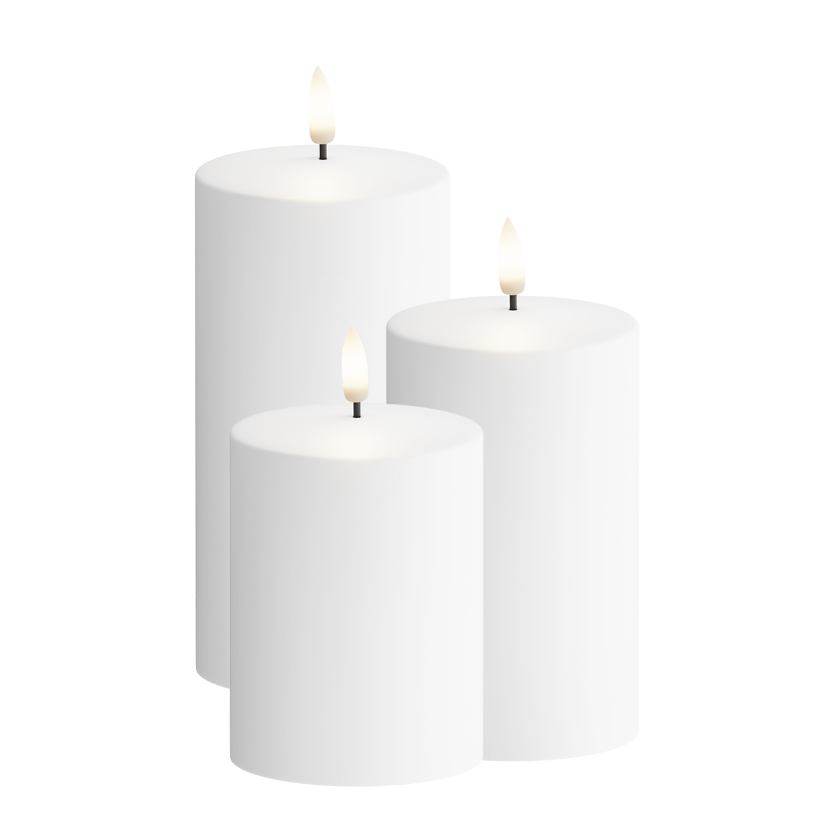 Päikese-LED-välisvalgustite komplekt 3 tk, Ø 7,5 x 10/12,5/15 cm Valge