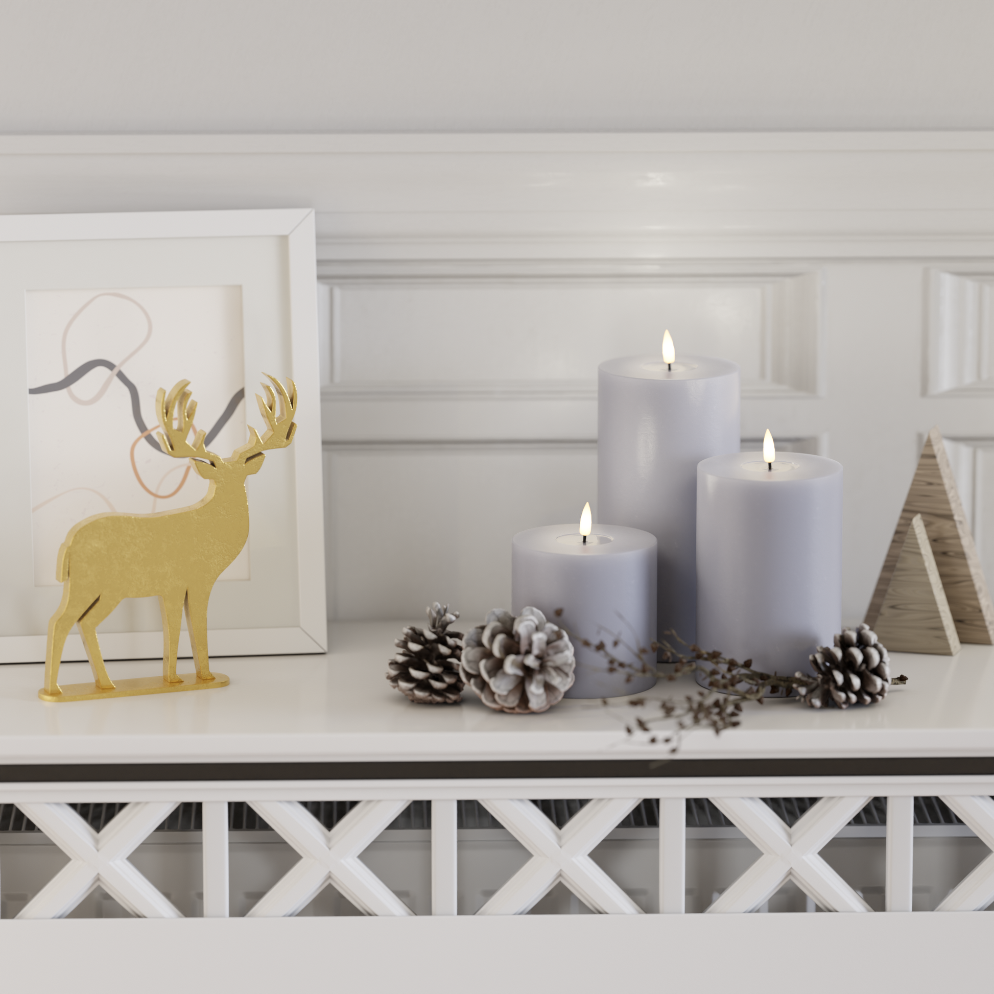 Deluxe Homeart LED Candela a pilastro pacchetto - Blu polveroso - 10 x 10, 15 e 20 cm2