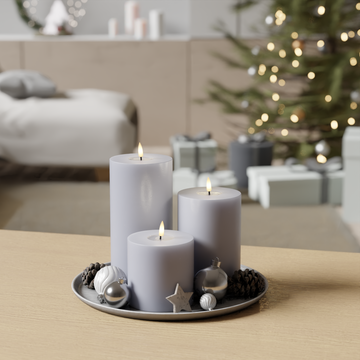 Deluxe Homeart LED Candela a pilastro pacchetto - Blu polveroso - 10 x 10, 15 e 20 cm1