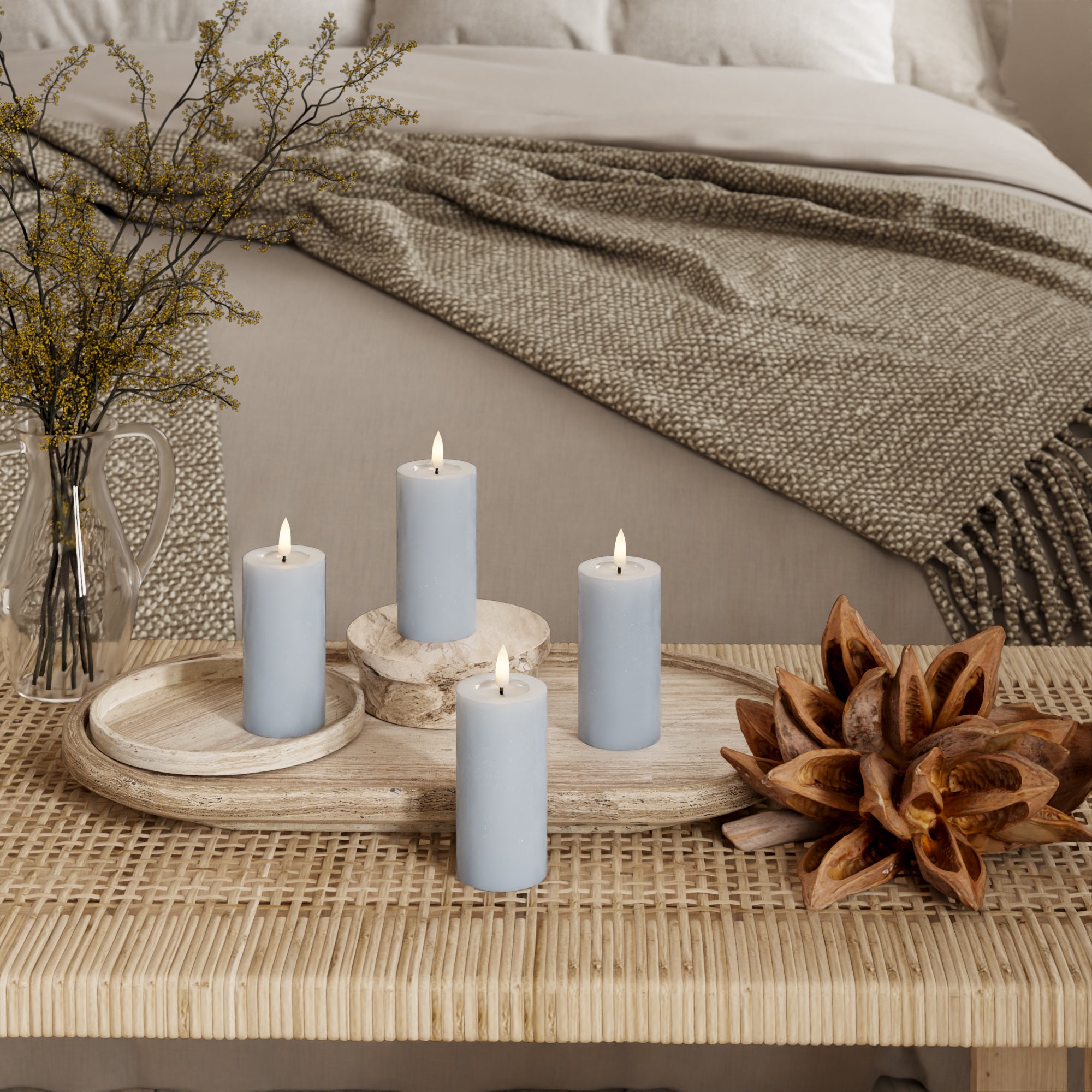 LED Blocklight Ø 5 x 10 cm Støvet blå - 4 stk