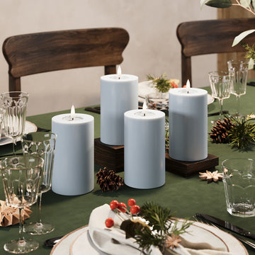 GUIDATO Candela a pilastro Ø 7,5 x 12,5 cm Blu polveroso - 4 pezzi