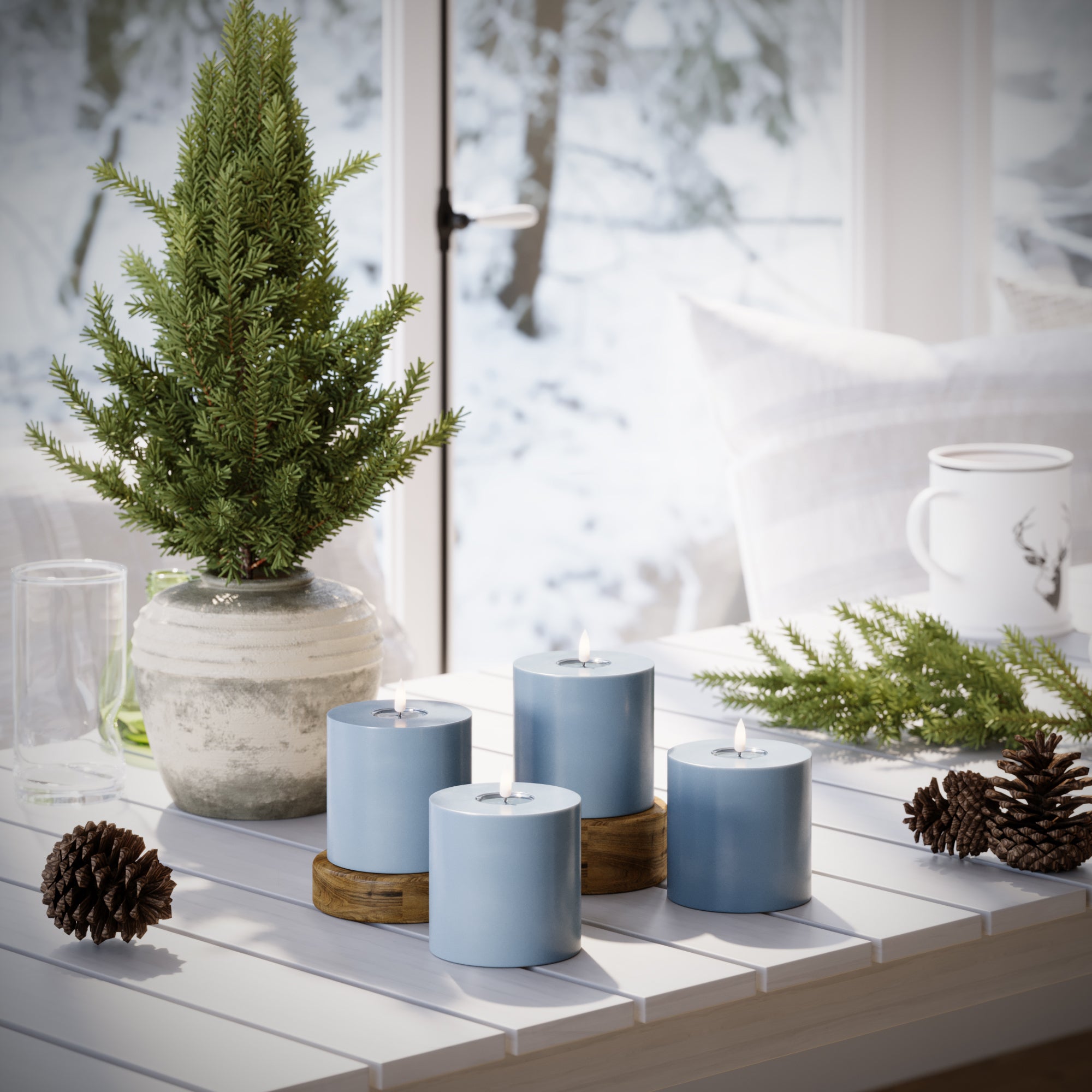 LED Blocklight Ø 10 x 10 cm Isblå - 4 stk