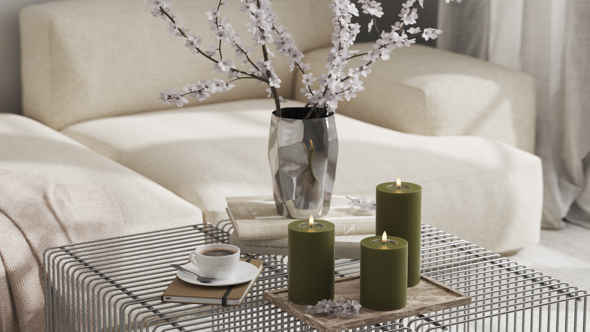 LED Blokker lys med naturtro LED flamme
