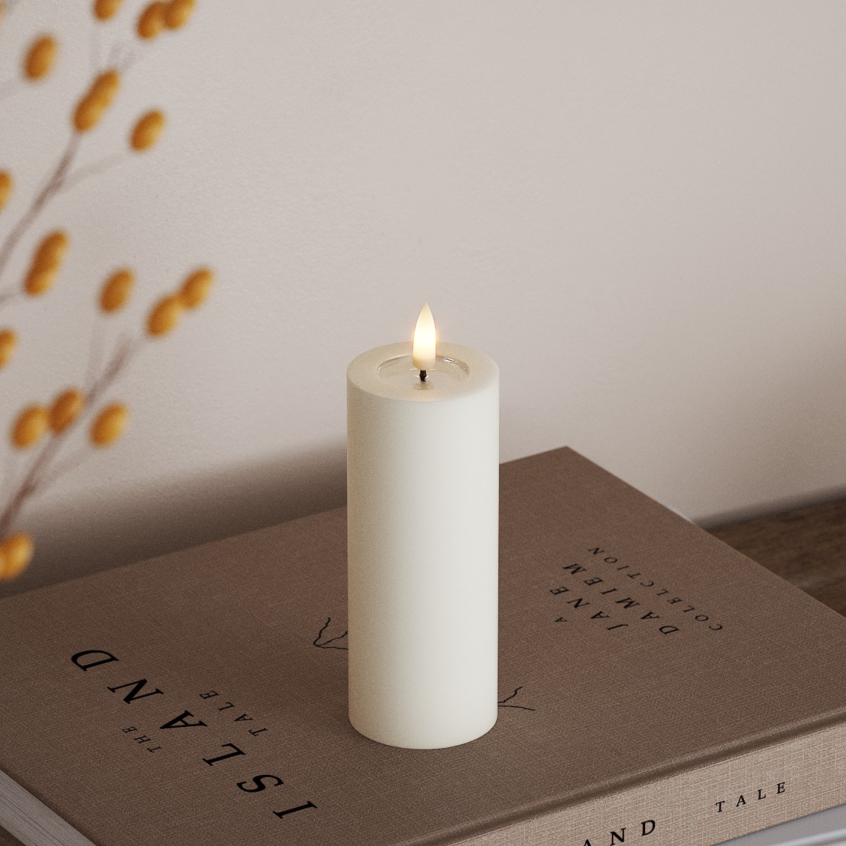 Deluxe Homeart LED Bloklys Ø 5 x 12,5 cm Hvid LED bloklys 3