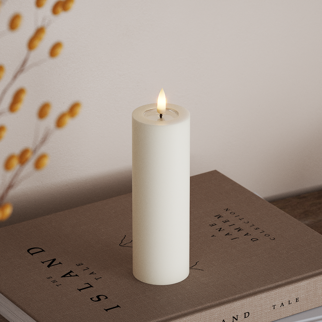 Deluxe Homeart LED Blockljus Ø 5 x 15 cm Vit LED Blockljus 4