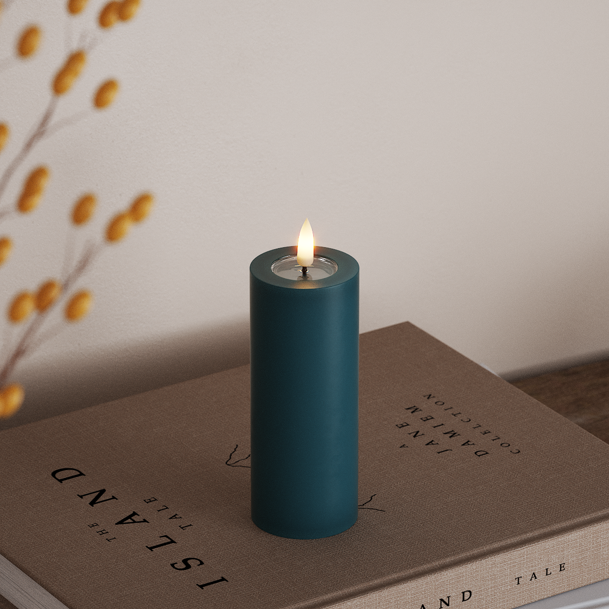 Deluxe Homeart Φωτιστικό μπλοκ LED Ø 5 x 12,5 cm Πετρόλ Φως μπλοκ LED 3