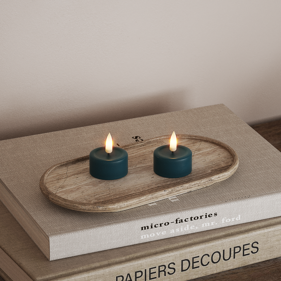 Deluxe Homeart LED Telys 2 stk. Petroleum LED telys 4