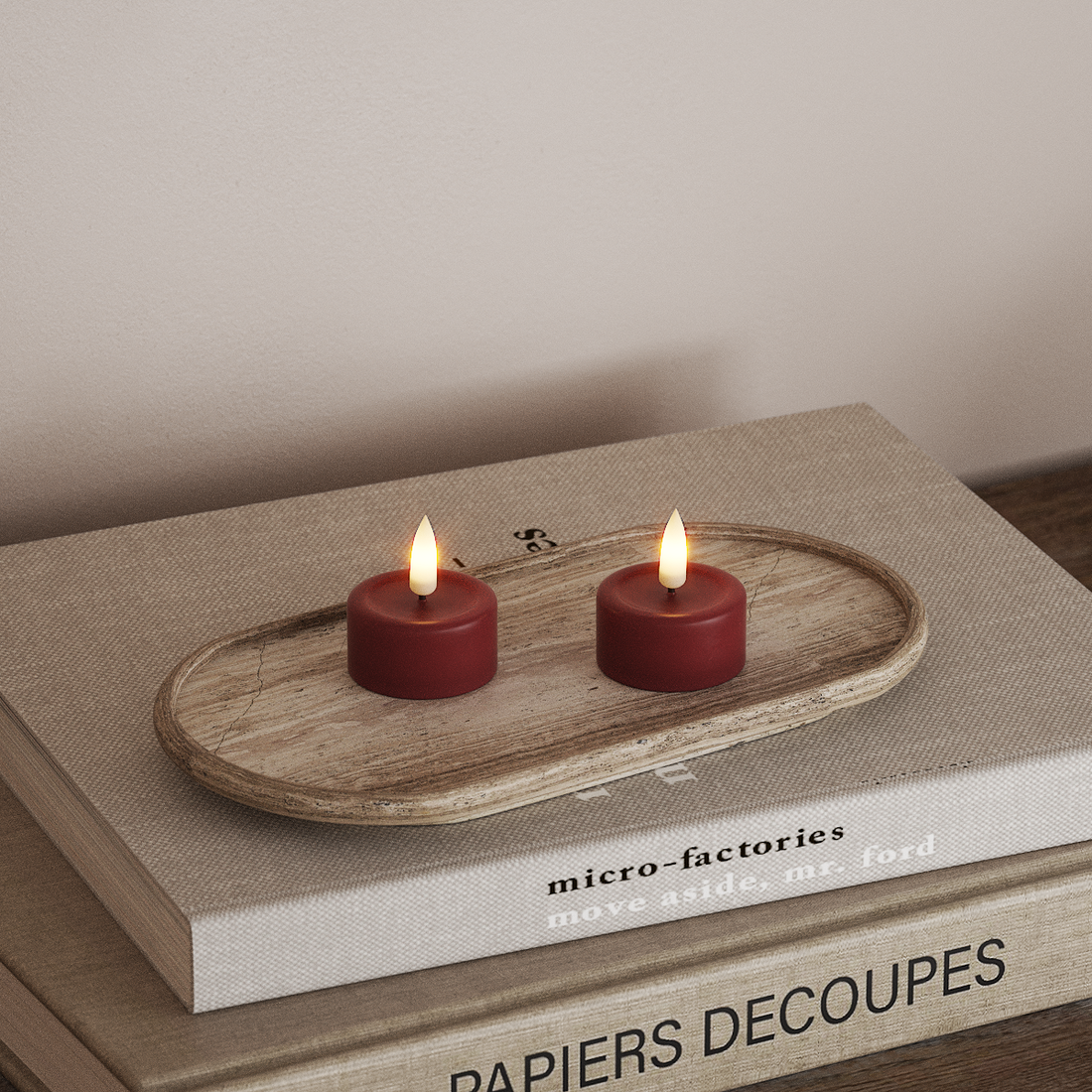 Deluxe Homeart LEDs Vela de chá 2 peças Bordeaux LEDs Vela de chá 4