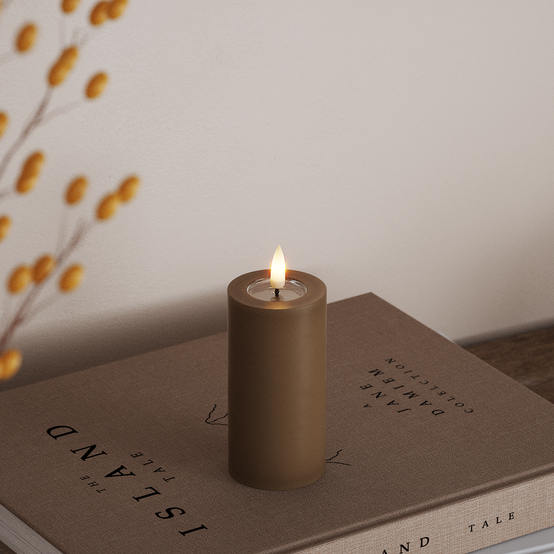 Deluxe Homeart LED Candela a pilastro Ø 5 x 10 cm Caramello LED Candela a pilastro 4