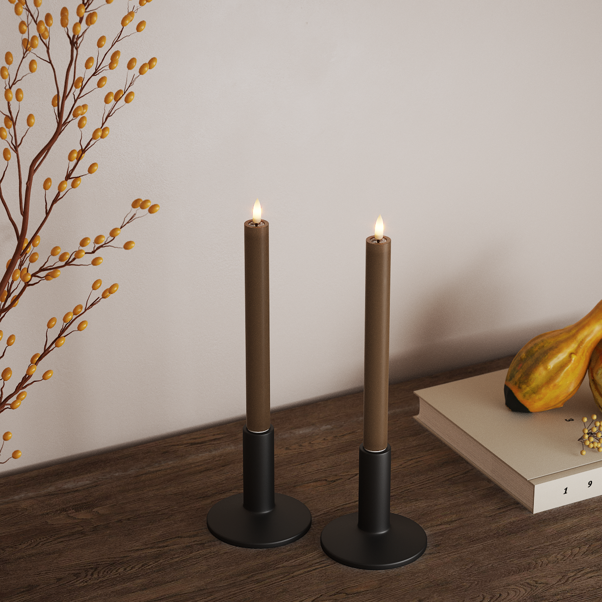 Deluxe Homeart LED Kronelys 2 stk, Ø 2 x 24 cm Karamel LED kronelys 3