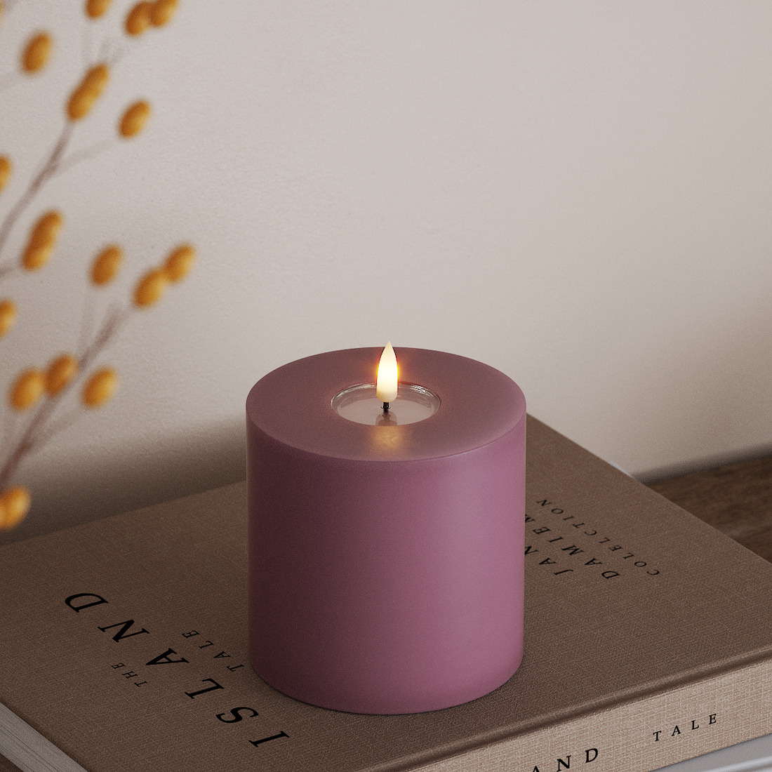 Deluxe Homeart LEDs Vela pilar Ø 10 x 10 cm Roxo claro LEDs Vela pilar 4