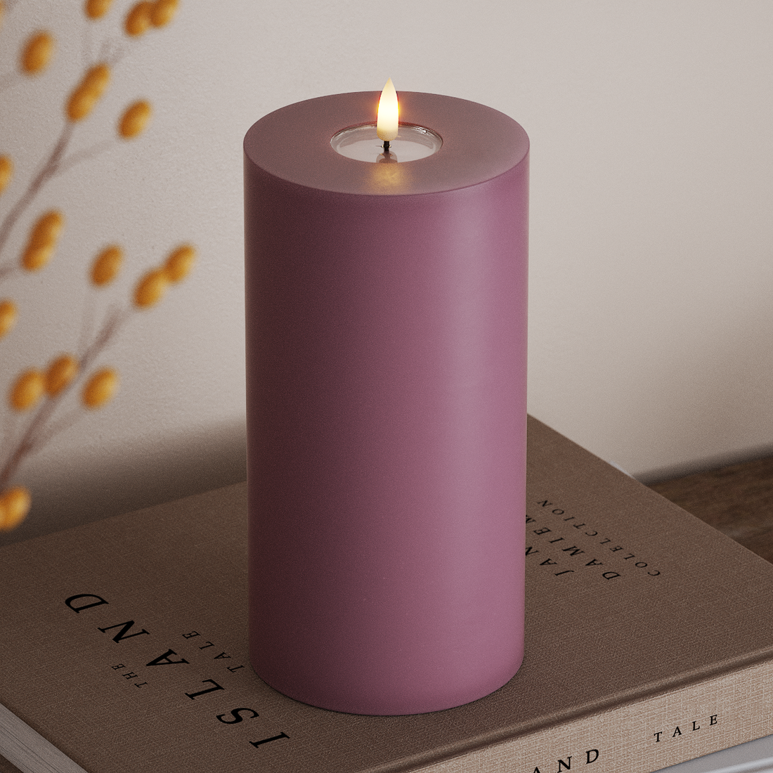 Deluxe Homeart LED Candela a pilastro Ø10×20 cm Viola chiaro LED Candela a pilastro 4