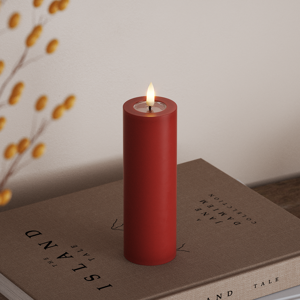 Deluxe Homeart LED Bloklys Ø 5 x 15 cm Rød LED bloklys 3