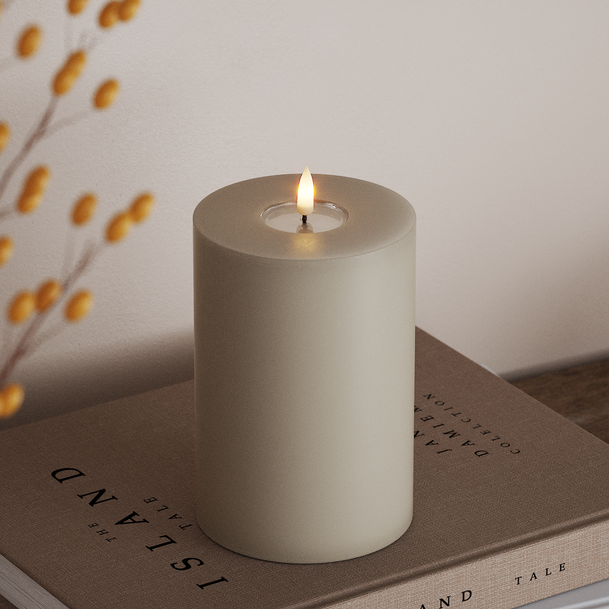 Deluxe Homeart LED Candela a pilastro Ø10×15 cm Sabbia LED Candela a pilastro 3