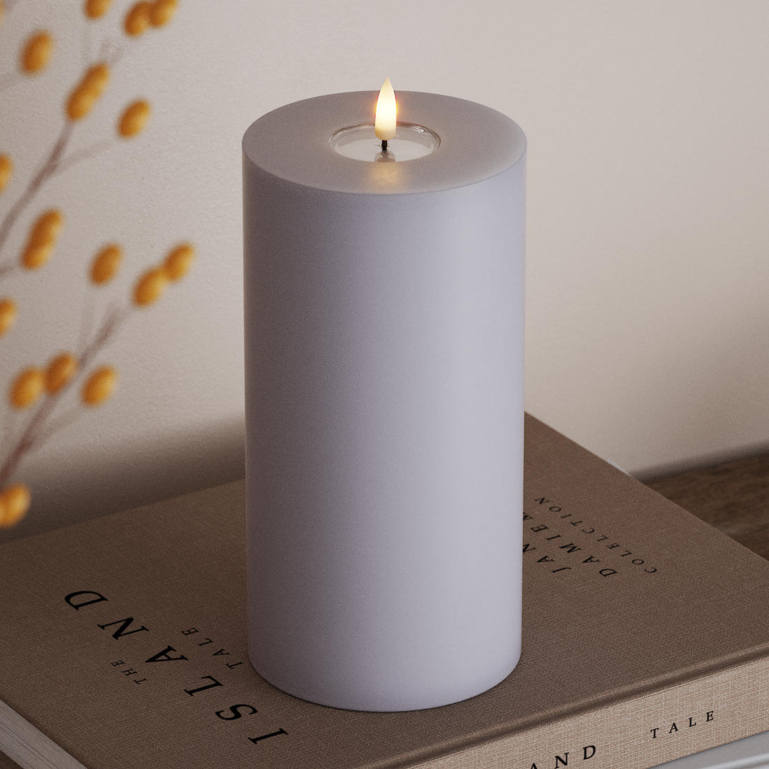 Deluxe Homeart LEDs Vela pilar Ø 10 x 20 cm Azul empoeirado LEDs Vela pilar 4