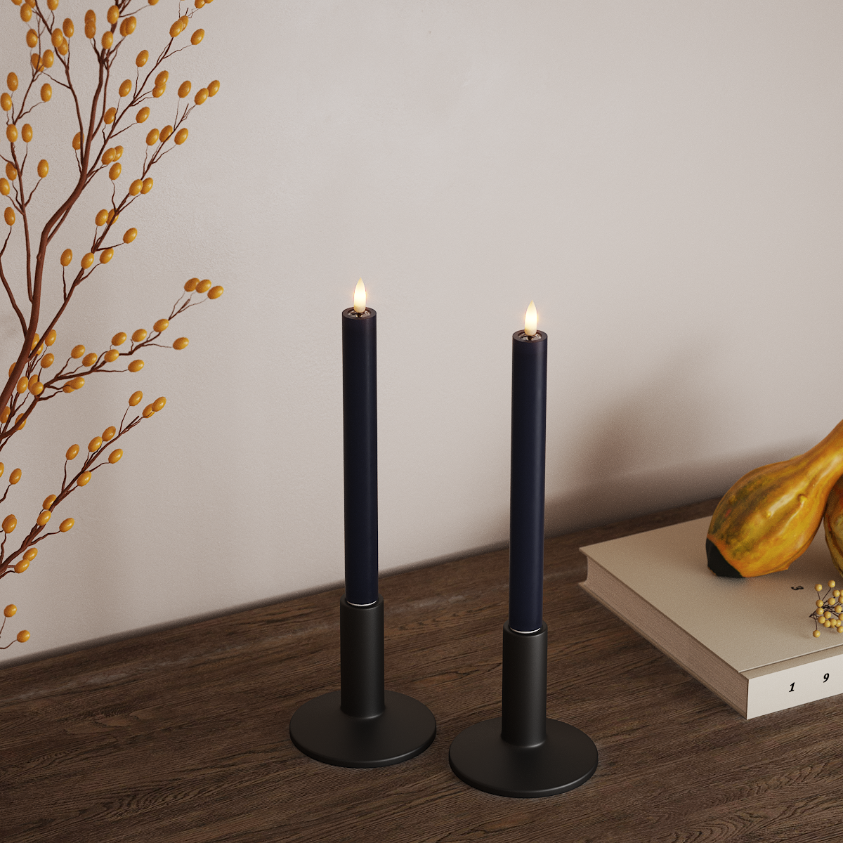 Deluxe Homeart LED Kronelys 2 stk, Ø 2 x 24 cm Kongeblå LED kronelys 3