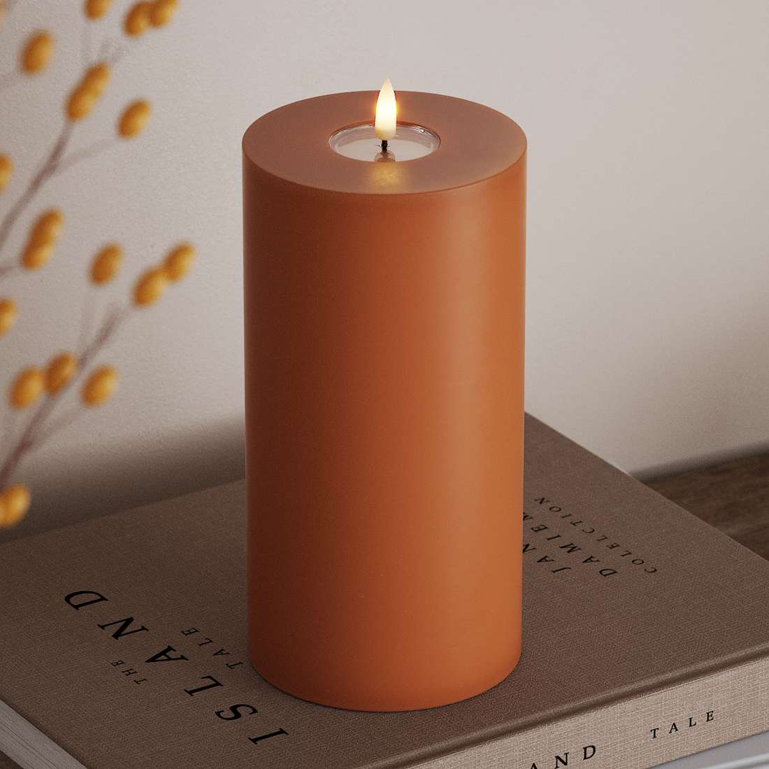 Deluxe Homeart LED Candela a pilastro Ø10×20 cm Arancione LED Candela a pilastro 4