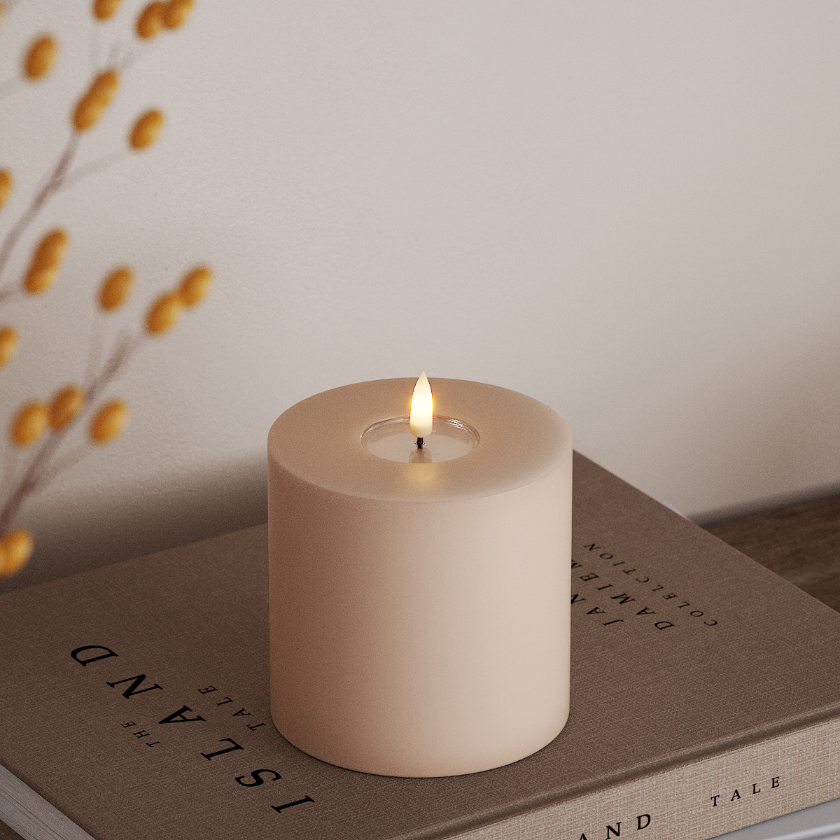 Deluxe Homeart LED Candela a pilastro Ø10×10 cm Rosa LED Candela a pilastro 3