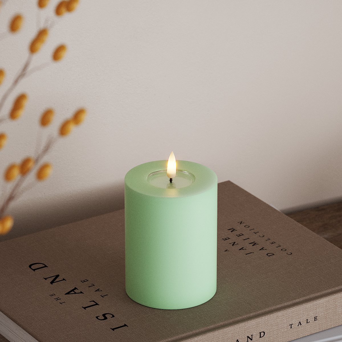 Deluxe Homeart LED Candela a pilastro Ø7,5x10 cm Menta LED Candela a pilastro 3