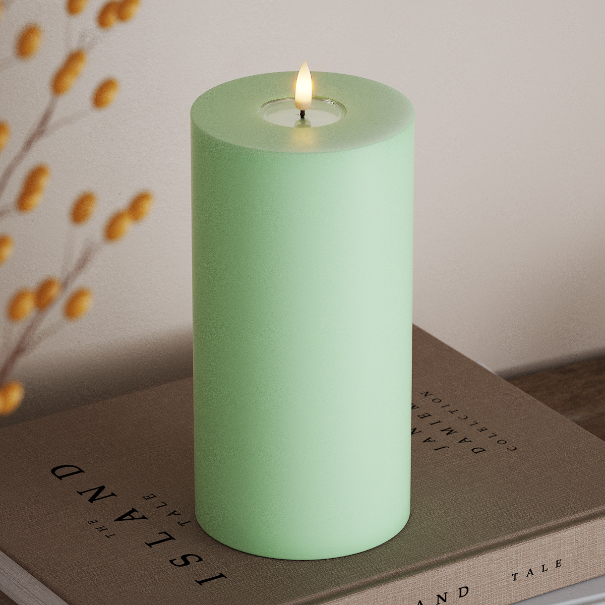 Deluxe Homeart LED Candela a pilastro Ø10×20 cm Menta LED Candela a pilastro 3