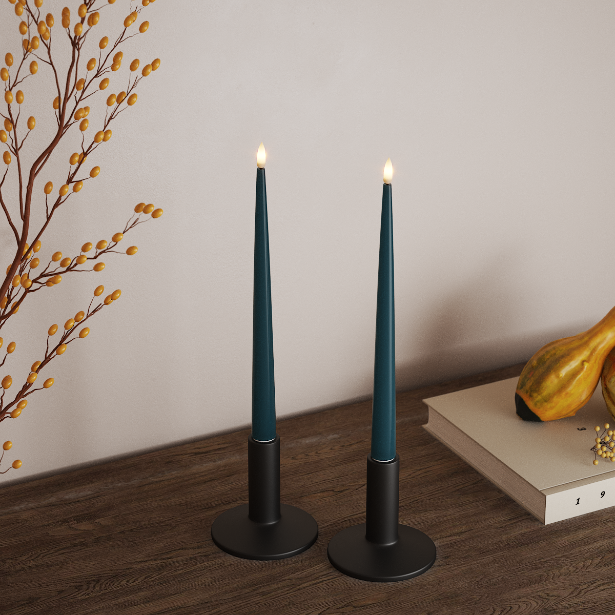 Deluxe Homeart LED Ljus Med Lack med Lack, 2 st 28 cm Petroleum LED Ljus Med Lack 3