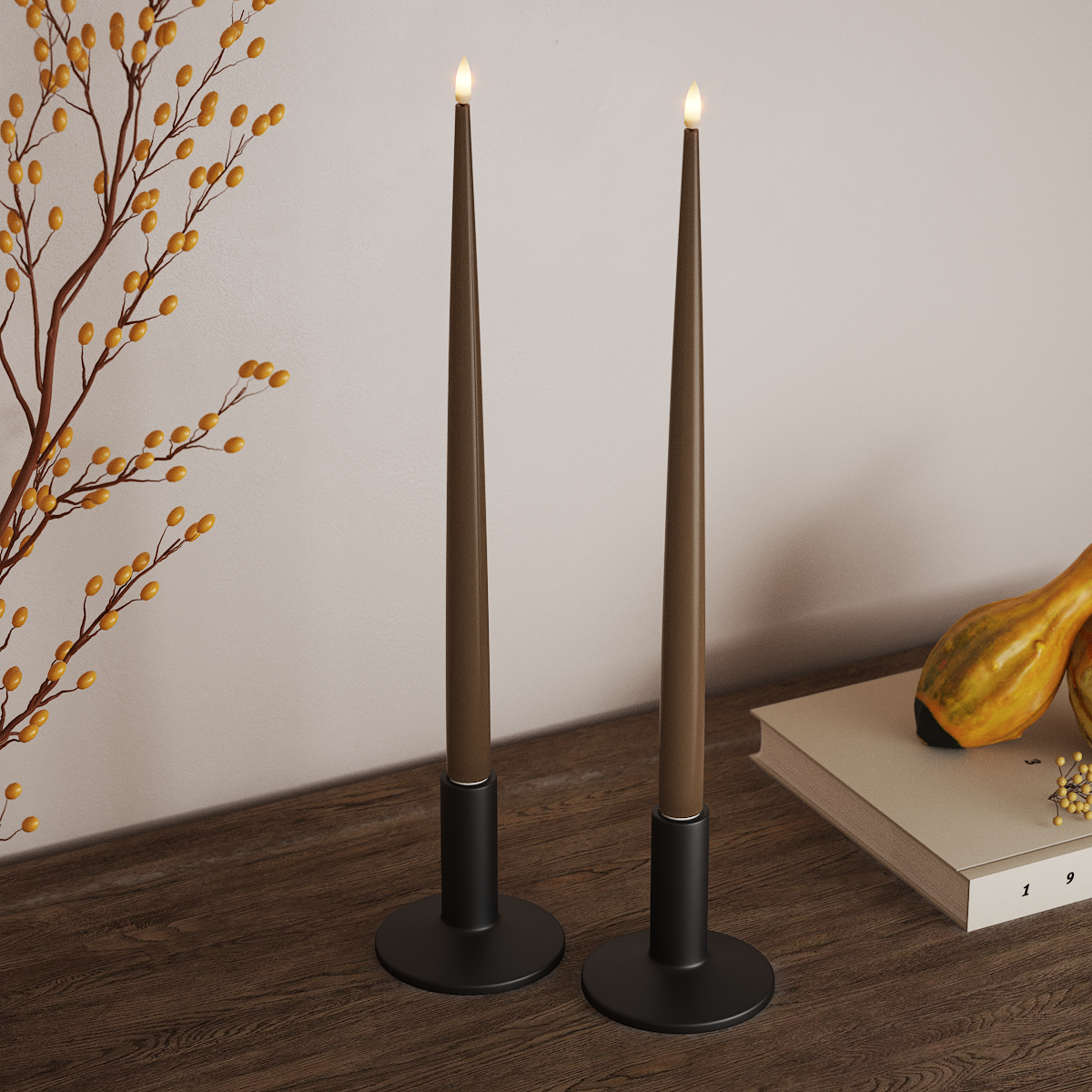 Deluxe Homeart LED Candela affusolata con Lacca, 2 pezzi 38 cm Caramello LED Candela affusolata 3