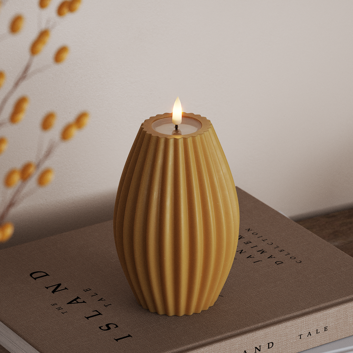 Deluxe Homeart LED Candela rigata P 10 x H 15 cm Curry LED Candela rigata 3