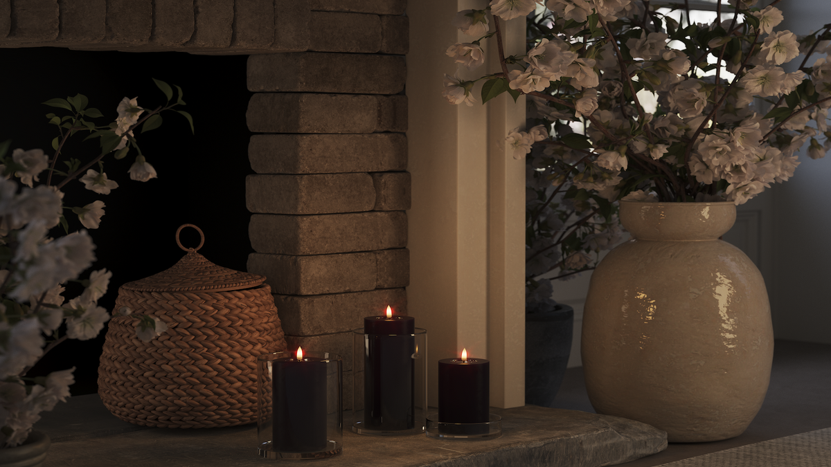GUIDATO Candela a pilastro Con fiamma a LED realistica