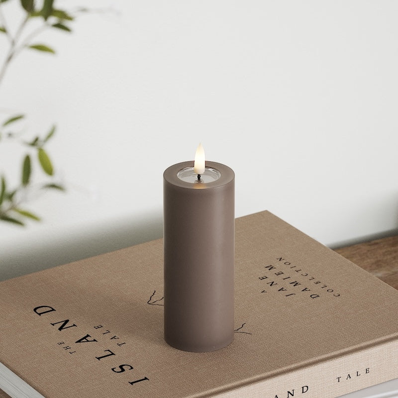 Deluxe Homeart LED Bloklys Ø 5 x 12,5 cm Mokka