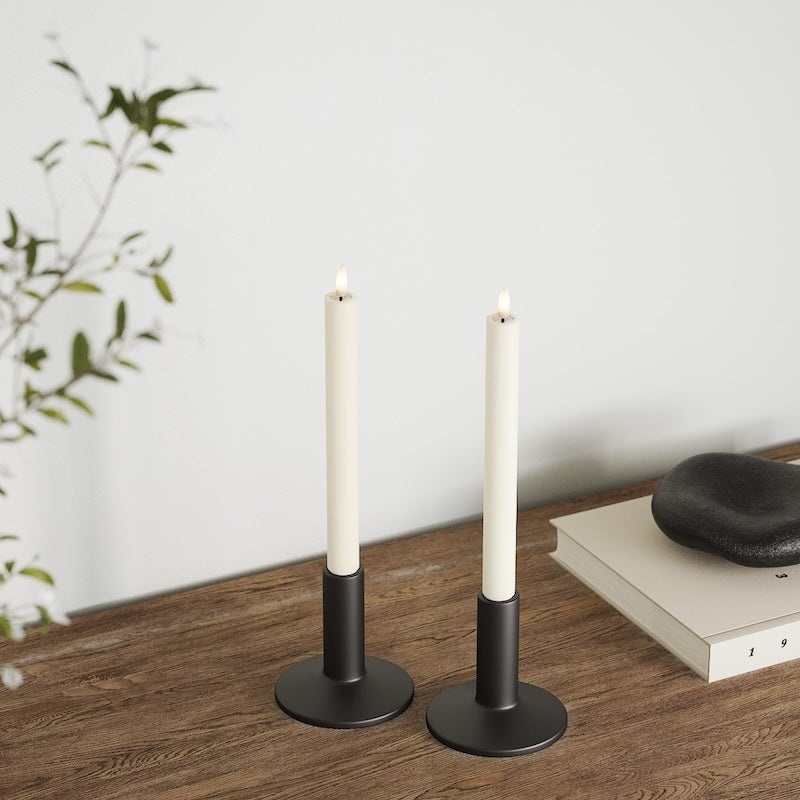 Deluxe Homeart LED Candela da candelabro 2 pezzi, Ø 2 x 24 cm Crema