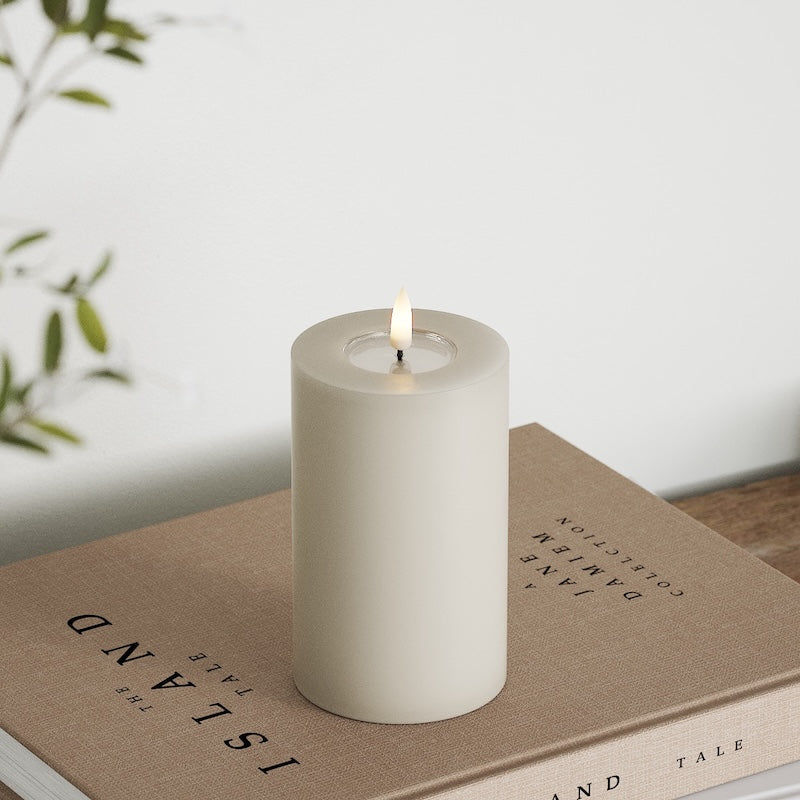 Deluxe Homeart LED Bloklys Ø 7,5 x 12,5 cm Sand