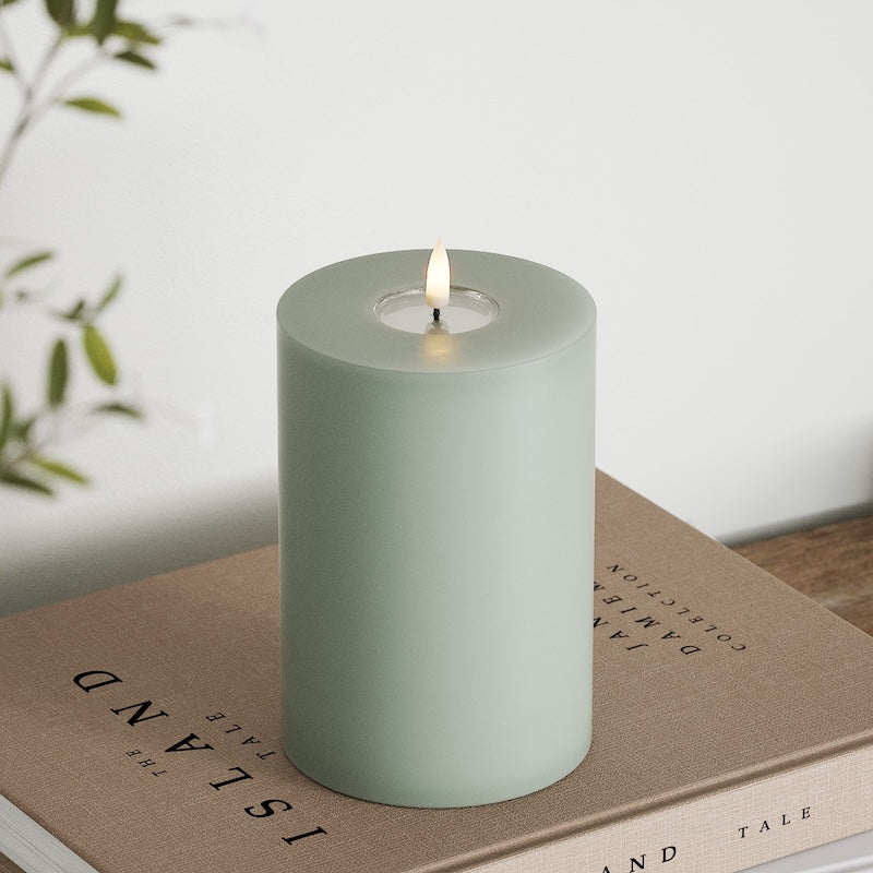 Deluxe Homeart LED Blockljus Ø 10 x 15 cm Salviagrön